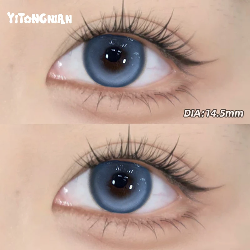 

YI TONG NIAN Colorful Contact Lens 2-piece Set/1 Pair of Large Diameter 14.0-14.5mm Myopia Glasses for Girls Eye Makeup Set