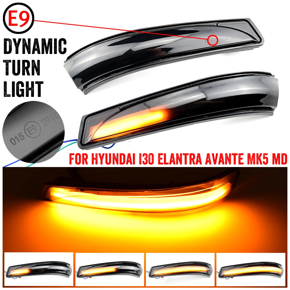 

LED Dynamic Turn Signal Flashing Light Side Rear-View Mirror Indicator Blinker For Hyundai Elantra Avante MK5 MD UD Veloster
