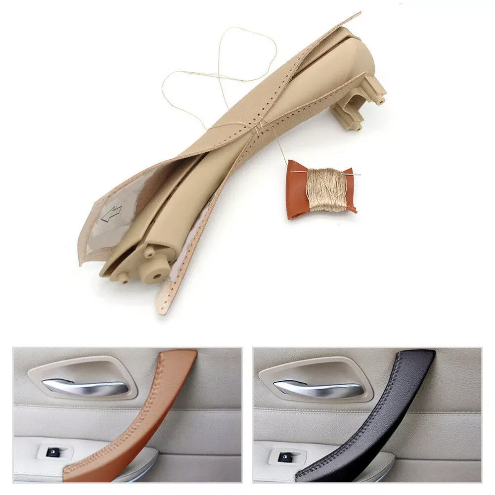 

Interior Door Handle Hand Sewing Cover Leather Panel Right /Left Inner Pull Handle Cover Frame for BMW 3 Series E90 E91 E93