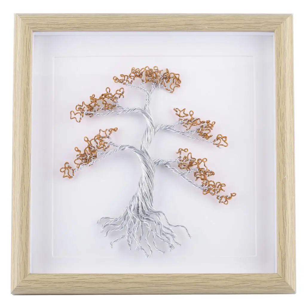 Nordic Ornaments Aluminum Wire Tree Of Life Framed Wall Art Decor Square Frame Panel Decoration For Home & Office 8.8 Inches