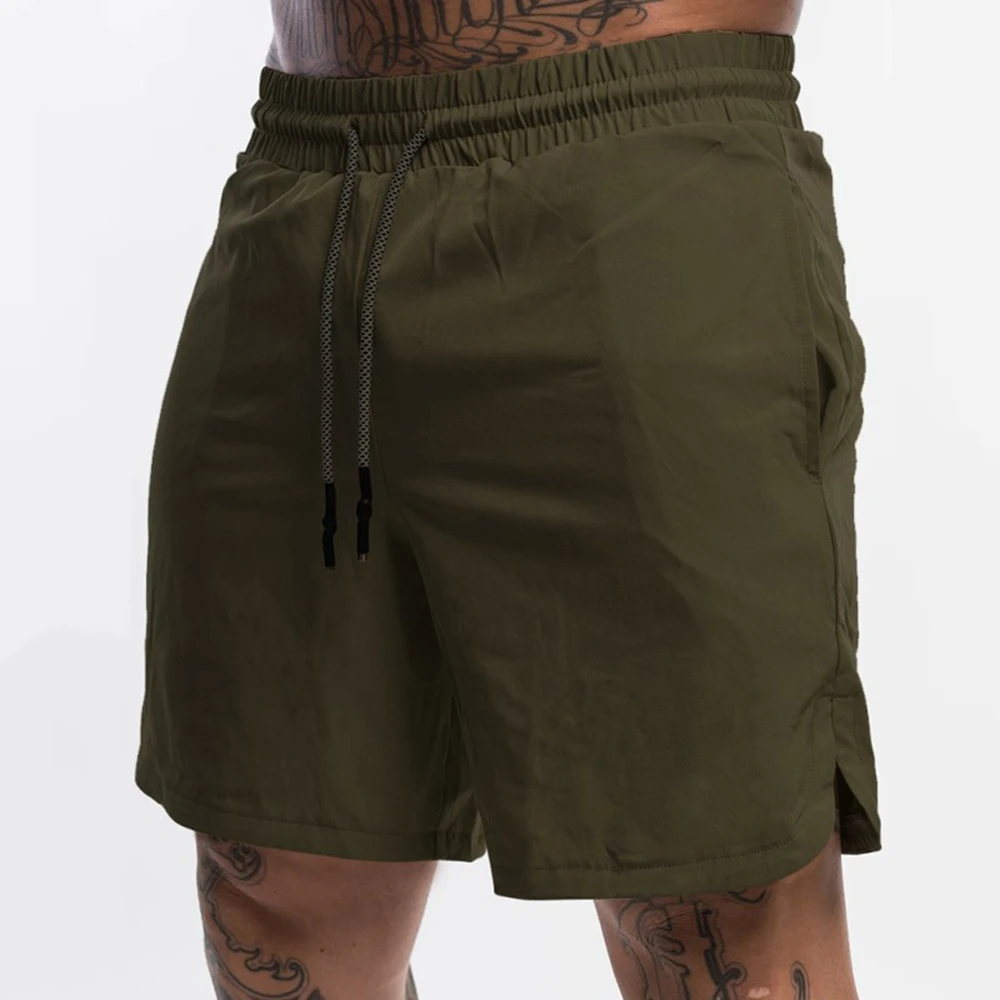 

Men's Workout Gym Fitness Shorts Nylon Quick-Dry Shorts Loose Army Green Joggers Bodybuilding Running Shorts Male Training Pants
