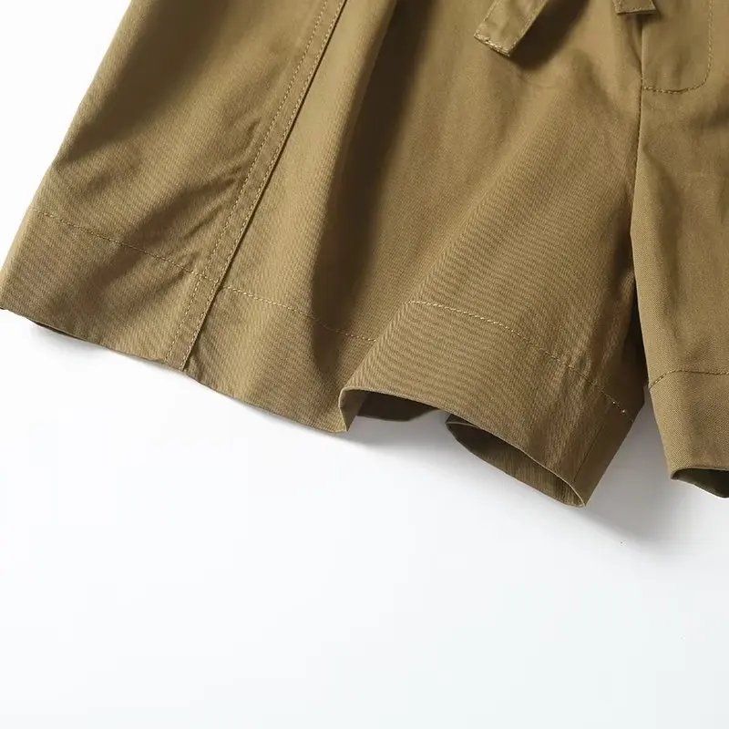 Jenny&Dave Japanese Style With Belt Bermuda Ladies Simple Commuter Cotton Casual shorts Women