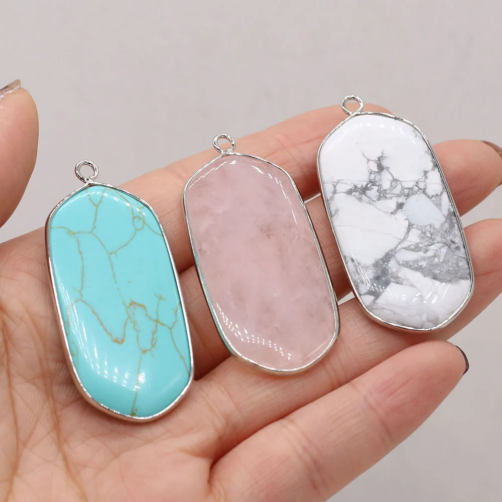 

Natural Stone Connectors Irregular Natural Blue Turquoise Rose Quartz Pendant Charms DIY For Necklace Jewelry Making Accessory
