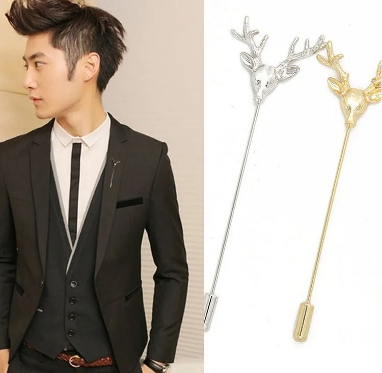 

Korean Version Of Retro Personality Deer Head Alloy Men's Brooch Corsage Female Wild Creative Big Pin With Jewelry Shawl Buckle