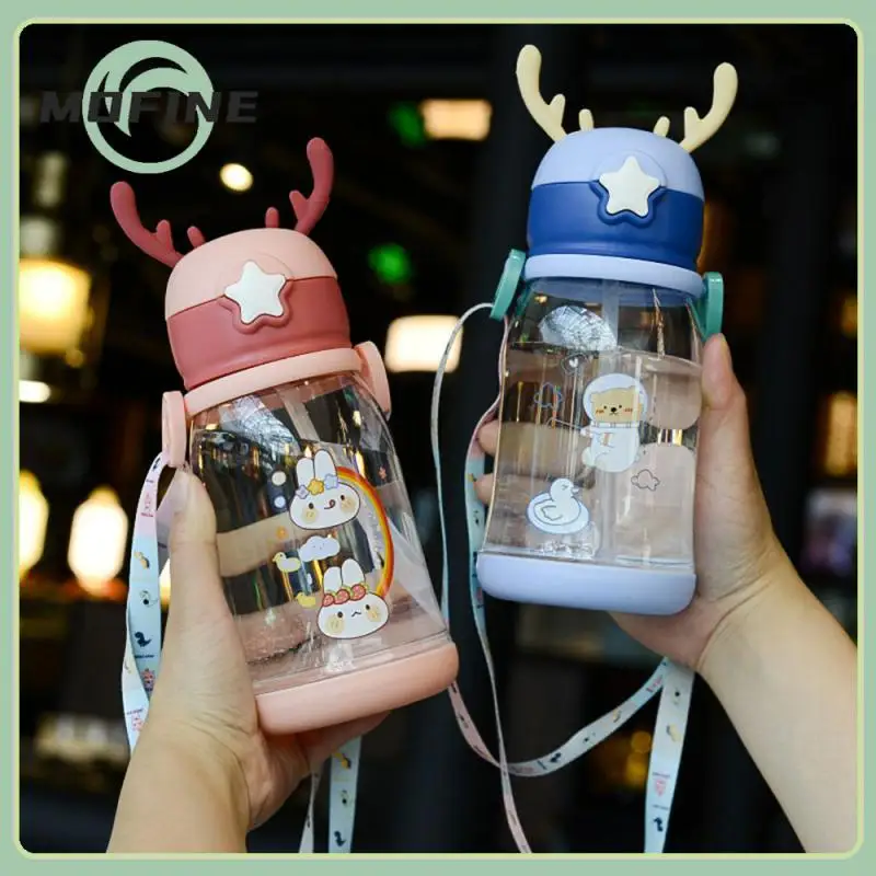 

Cute Mini Childrens Cup Cartoon Plastic Water Cup Male And Female Student Strap Creative Simplicity Childrens Water Cup