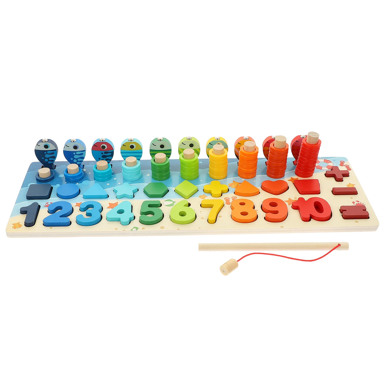 

1 Set Wooden Fishing Game Children Magnetic Fishing Shape Matching