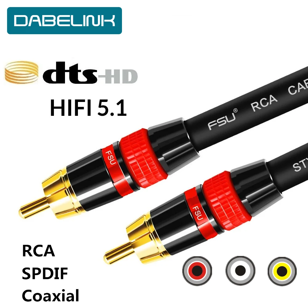 Digital Audio Coaxial RCA Cable SPDIF Cable Premium Stereo Audio Rca to Rca Male Speaker Hifi Subwoofer Cable AV TV 1m 2m 3m 5m