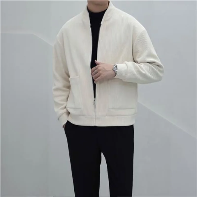 

Осенне-зимнее новое пальто на молнии с длинным рукавом мужской темпераментный светильник Модный повседневный трикотажный топ для взрослых