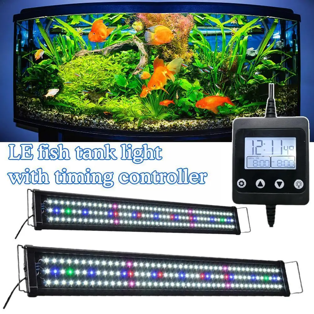 

Lighting Aquarium LED Light full Spectrum Extendable Fish Timer Tank Lamp Brightness Decoration Light Adjustable Aquariums I3T5