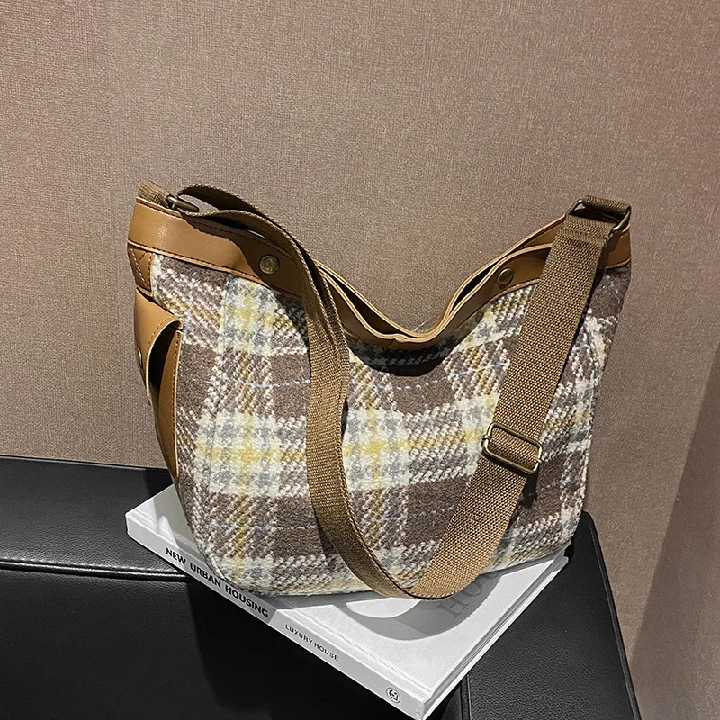 Женская сумка на плечо Jamhoo модная Холщовая Сумка-тоут с ромбовидной решеткой