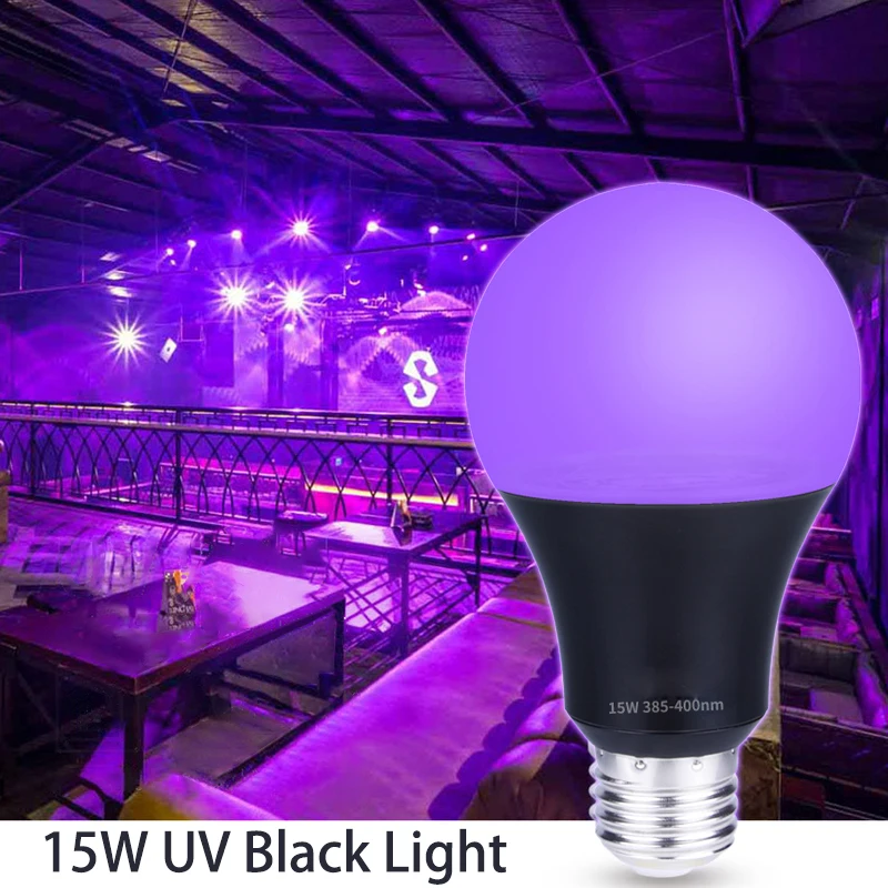 

15W 18LED UV Black Light Bulb Purple Light UV Black Bulb Fluorescent Party DJ Plastic Bag Aluminum Replacement Bulb