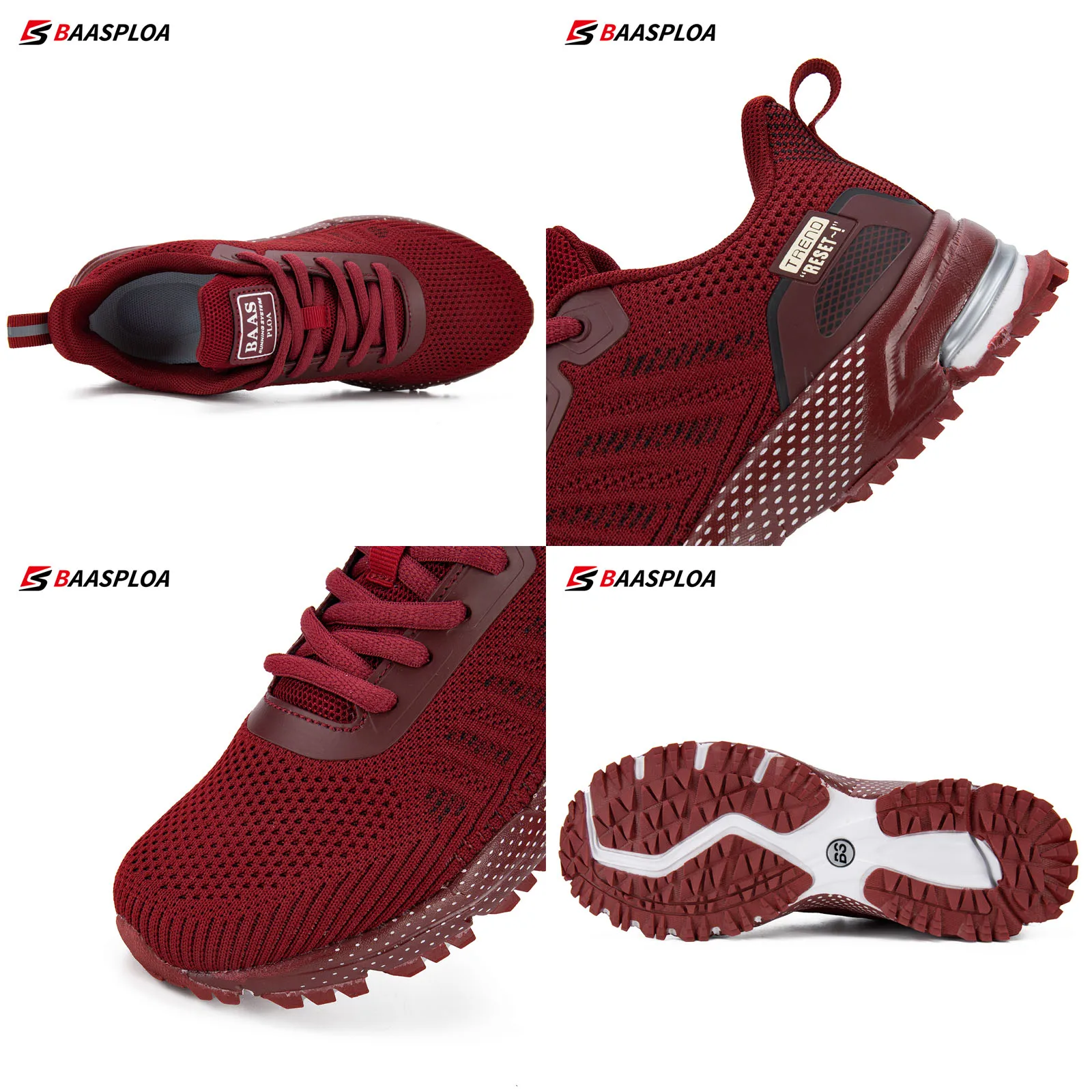 2023 Baasploa Women's Sneakers Spring Breathable Mesh Running Shoes Non-Slip Outdoor Light Women's Running Sneakers
