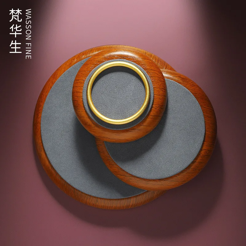 

Round wood super fiber jewelry storage pad bracelet necklace ring display plate jewelry display props