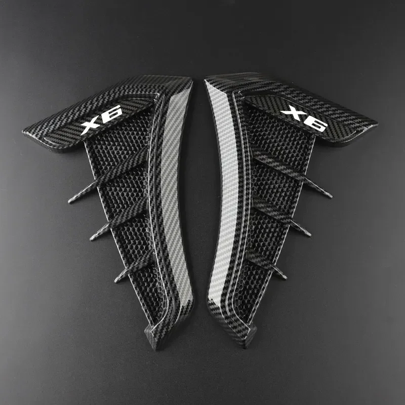 

Автомобильные аксессуары для BMW X6, черное углеродное покрытие для крыла автомобиля, боковые вентиляционные отверстия, воздухозаборная решетка, наклейка, крышка