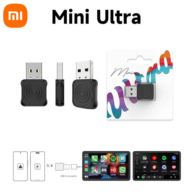 

Xiaomi 5.0 Mini Ultra Беспроводной адаптер Беспроводной CarPlay Android Auto для автомобиля Plug And Play WiFi Bluetooth Автоматическое подключение 2025
