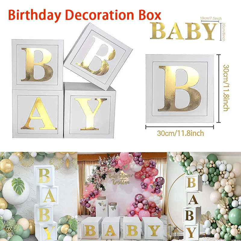 

Golden BABY Letter Balloon Box Birthday Party Wedding Proposal Arrangement Balloon Box Boys Girls Baby Shower Decoration Box