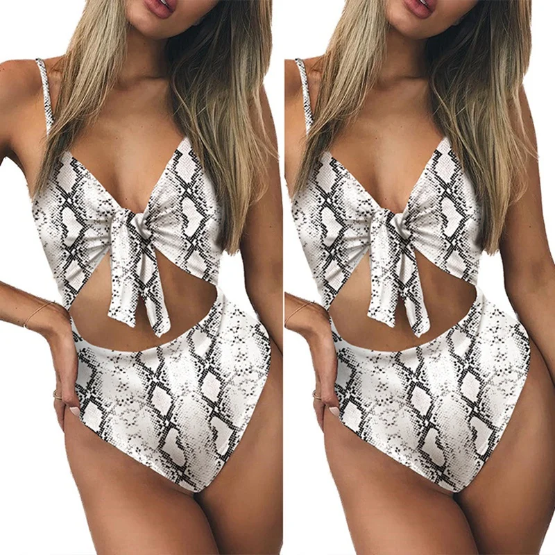 

Women's Serpentine High Waist One Piece Swimsuit Sexy Bikini Bandage Chest Strap One-Piece Swimming Suit