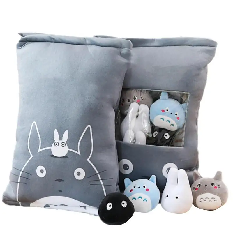 

8Pcs/lot Cute Snack Pillow Stuffed Animal Toys Grey Totoro White Rabbit Black Elf Doll Soft Stuffed Plushie Doll Gift For Kids