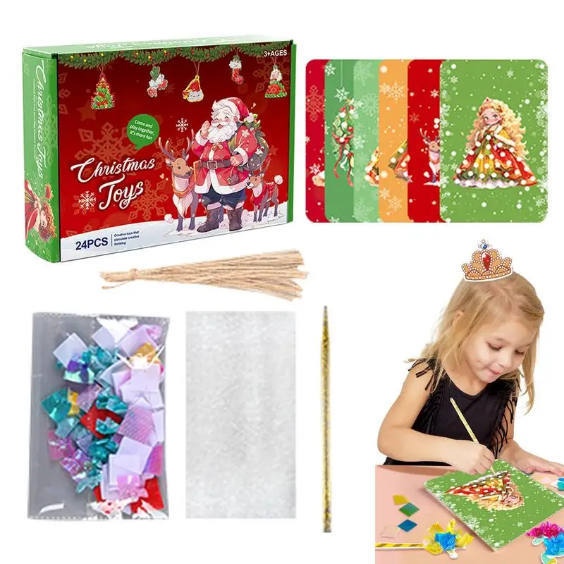 

Puncture Painting Boys Christmas Gifts 24-Themed Christmas Tree Ornaments Sensory Stimulation DIY Poking Fun Create A Christmas