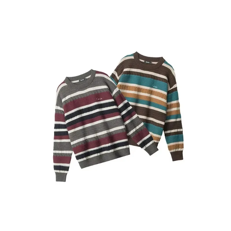 Nariele 2024 осенне-зимний винтажный радужный свитер женский топ полосатый вязаный