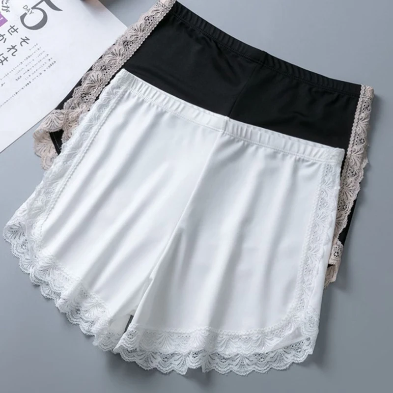 

Sexy Lace Sports Shorts Women High Waist Seamless Cotton Panties Female Spandex Slimming Shorts Boxers Ice Silk Breathable Short