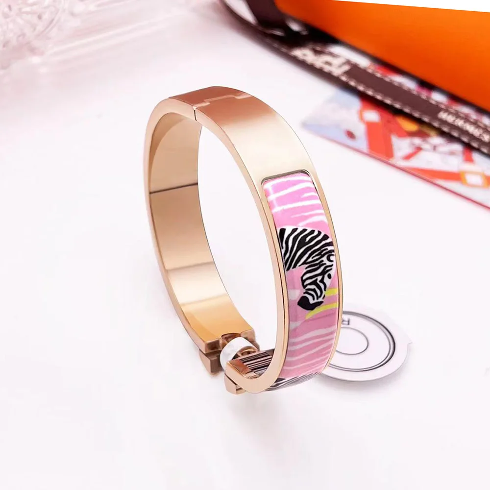 

High -quality Stainless Steel H Letter Bracelets Luxurious Enamel Buckle Glaze European Bracelet Men And Women Gift Jewelry