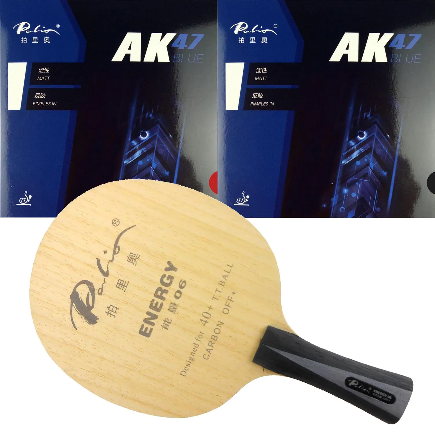 Pro Table Tennis Combo Racket Palio energy 06 table tennis blade with 2x Palio AK47 BLUE Table Tennis Rubber