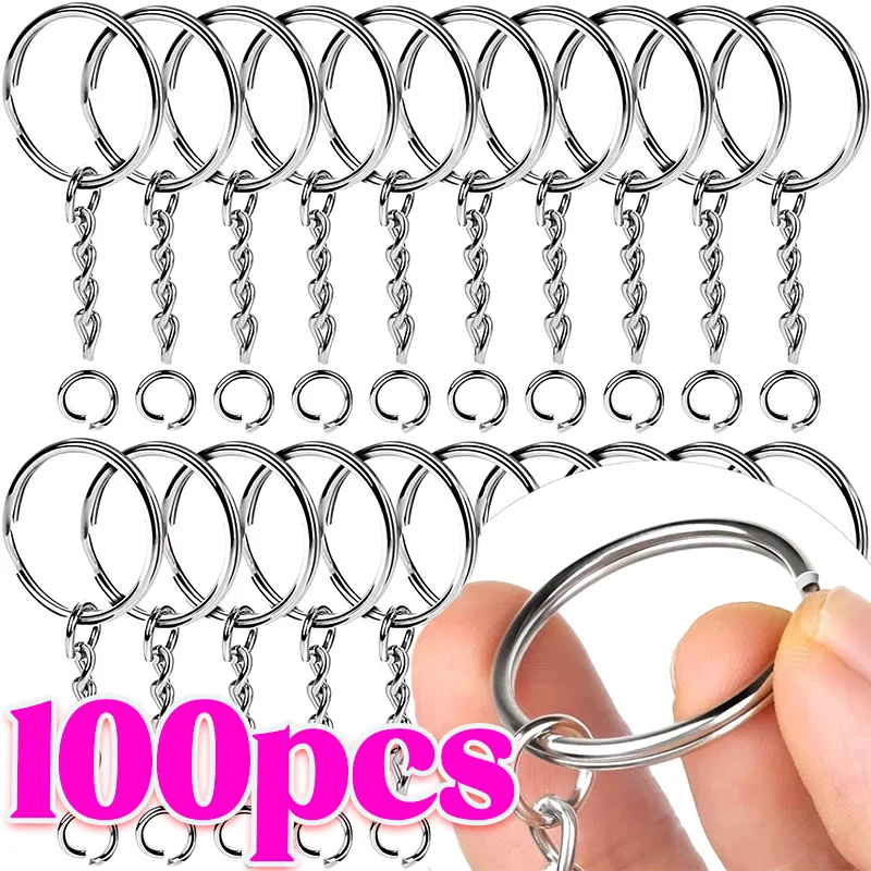 20-100 шт. металлический пустой брелок для ключей разрезные кольца застежка-лобстер