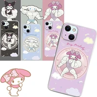 kawaii muscle sanrio cinnamorol mymelody kuromi creative apple mobile phone case iphone 13 pro 12 11 soft shell kids plush toy