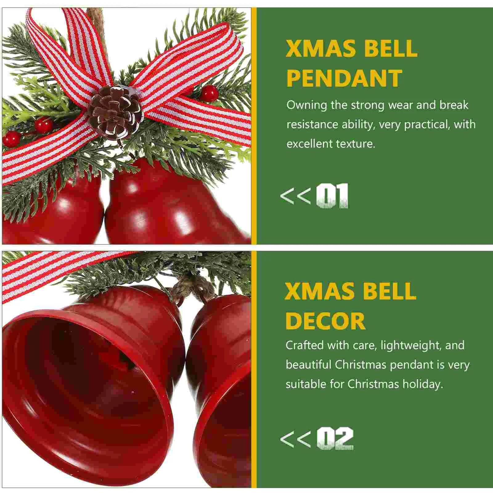 Рождественские двойные колокольчики DIY подвесные подвески елка праздничный