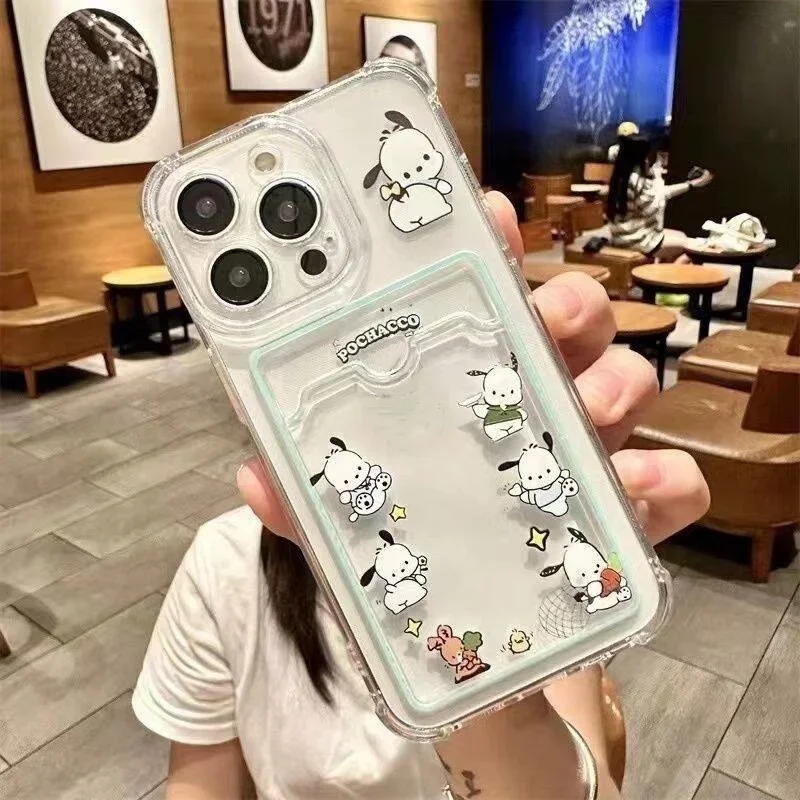 Чехол-держатель для карт Sanrio Hello Kitty Cinnamoroll Samsung Galaxy S24 Ultra S23 FE S22 A55 A35 A34 силиконовый