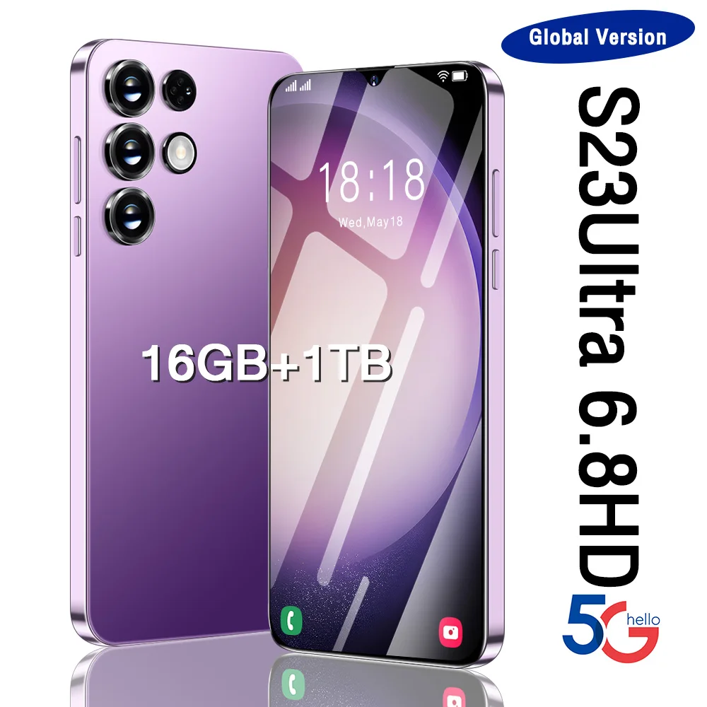 

Brand New S23 Ultra Smartphone 6.8 Inch HD Full Screen 6800mah 16GB+1TB Android Mobile Phones Global Version 3G 4G 5G Cell Phone