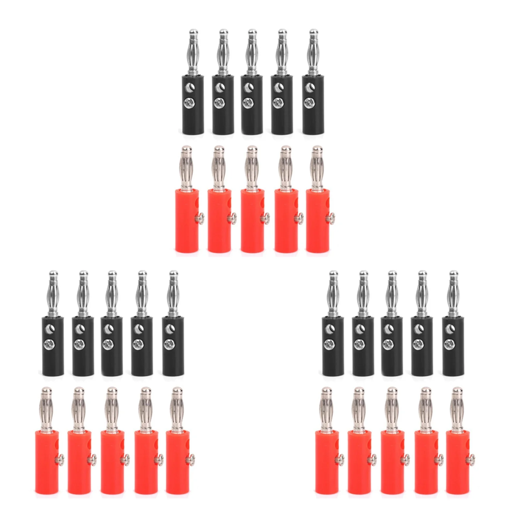 

4mm Insulated Banana Plugs Connectors Jack New 30Pcs Red + Black