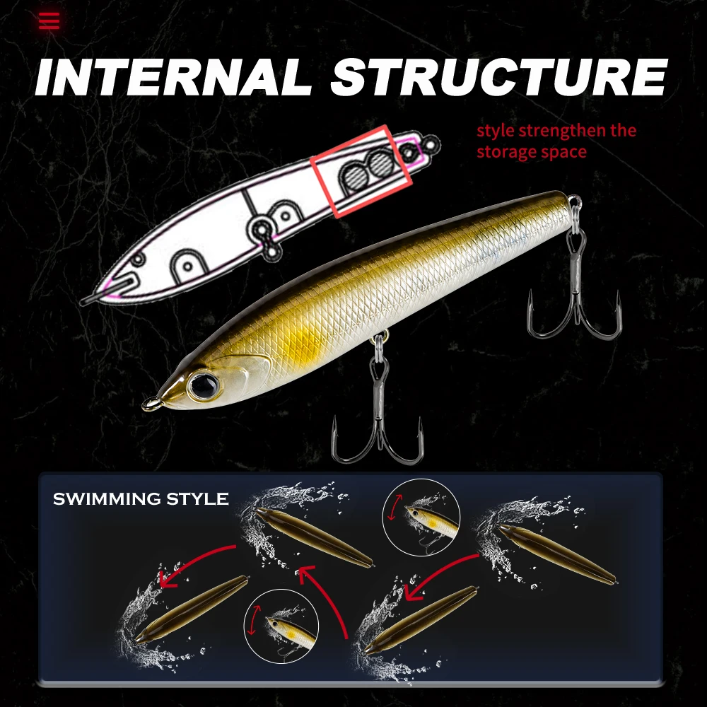Фото Воблер Hunthouse Topwater Floating Red Devil 75 Pencil, 75мм 6г, поверхностная приманка для баса и щуки, искусственная рыболовная приманка №3