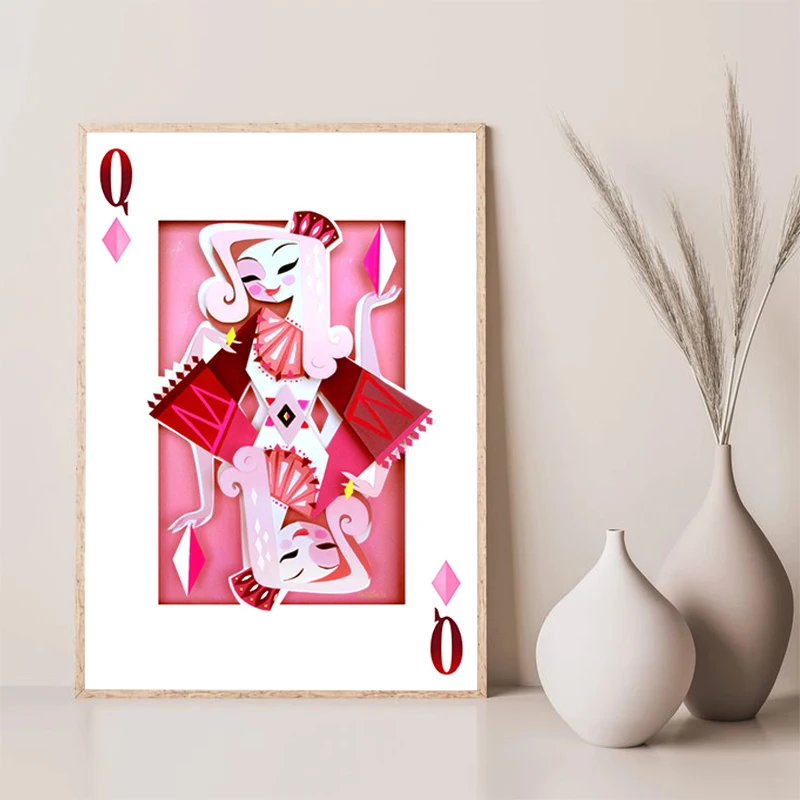 Розовые постеры с игральными картами для украшения стен декор гостиной Картина