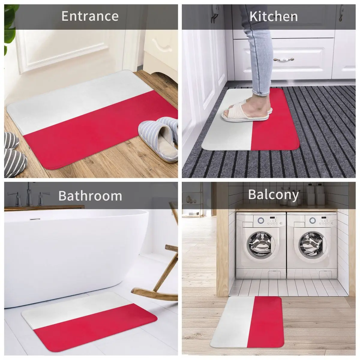 Коврик с флагом Польши Мягкий Нескользящий Впитывающий национальным для входной