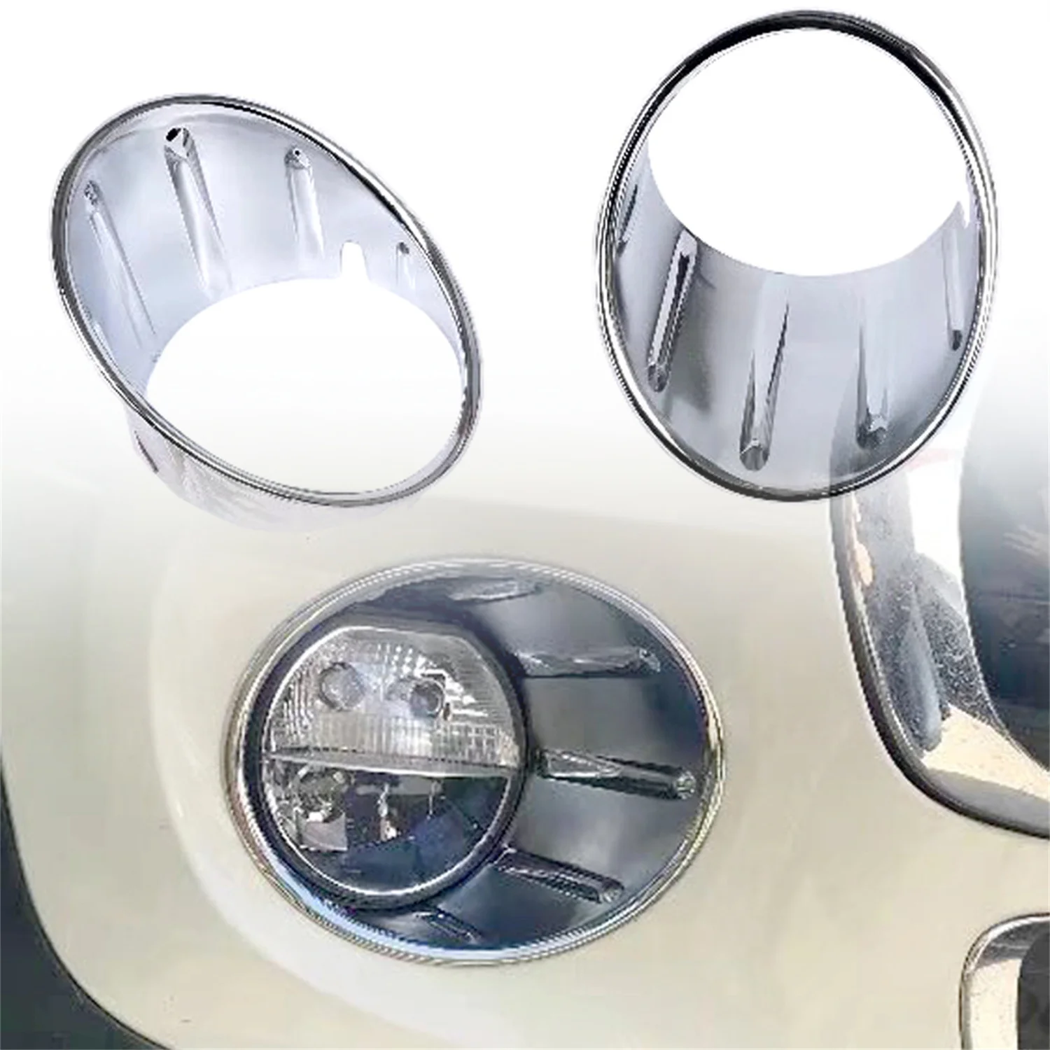 Фото Для BMW MINI F55 5-дверный, F56 3-дверный 2014-2021 хромированный внешний передний противотуманный фонарь, накладка на крышку лампы, ABS, внешние аксессуары, 2 шт. №1