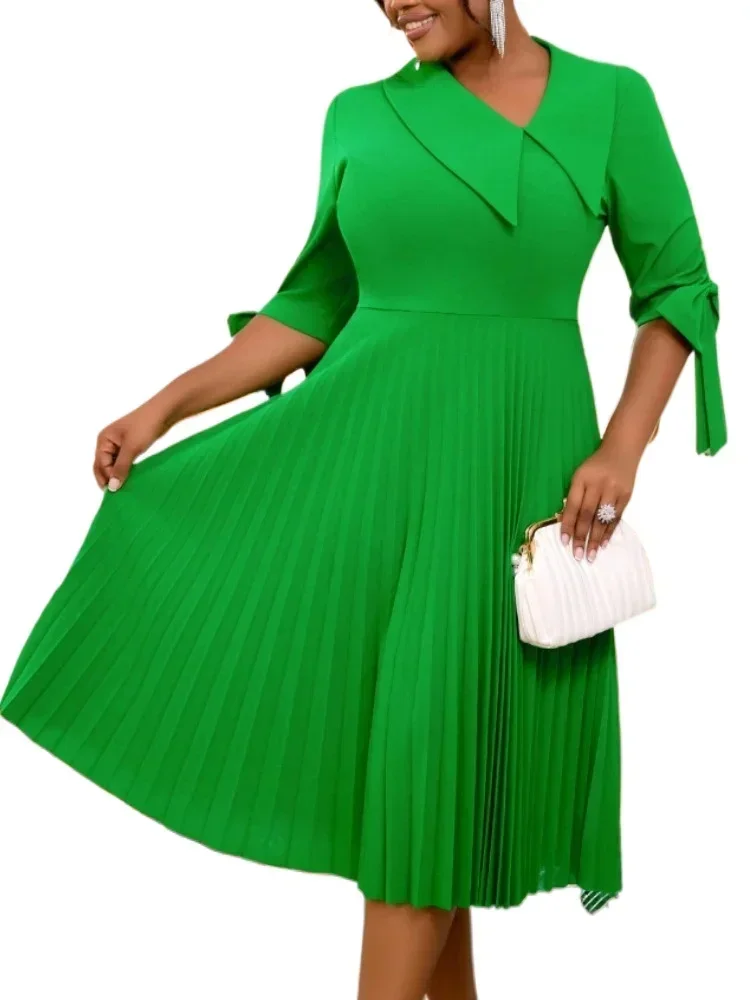 Элегантные церковные платья для женщин зеленые плиссированные с нерегулярным