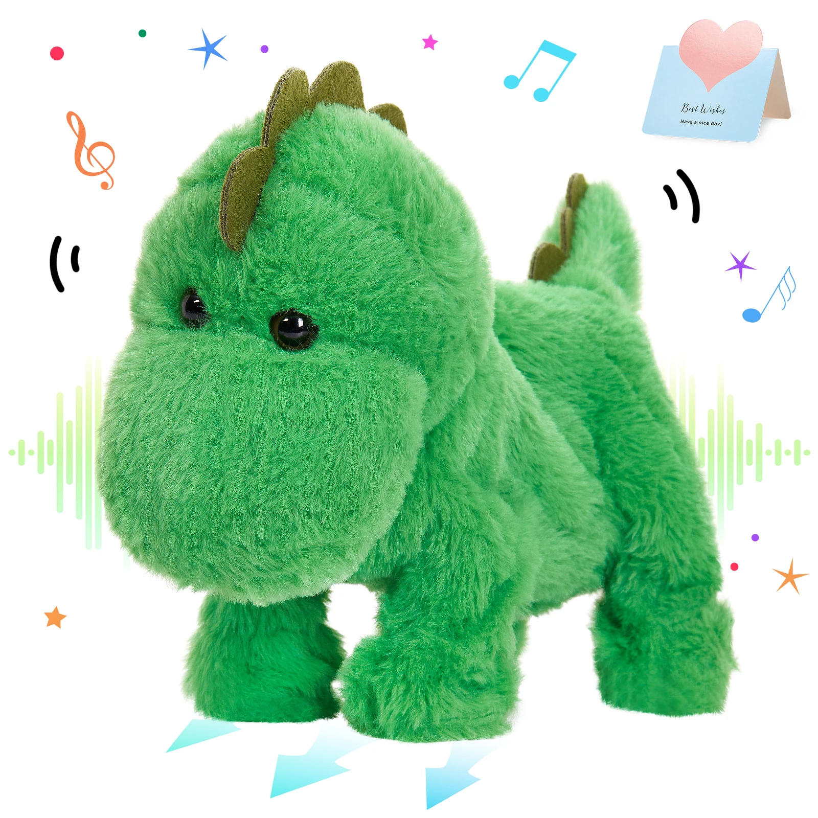 

34cm Green Dinosaur Doll Plush Toys Singing Moving Soft Kawaii Birthday Gift Stuffed Animals for Girls Kids Children Cute Toy