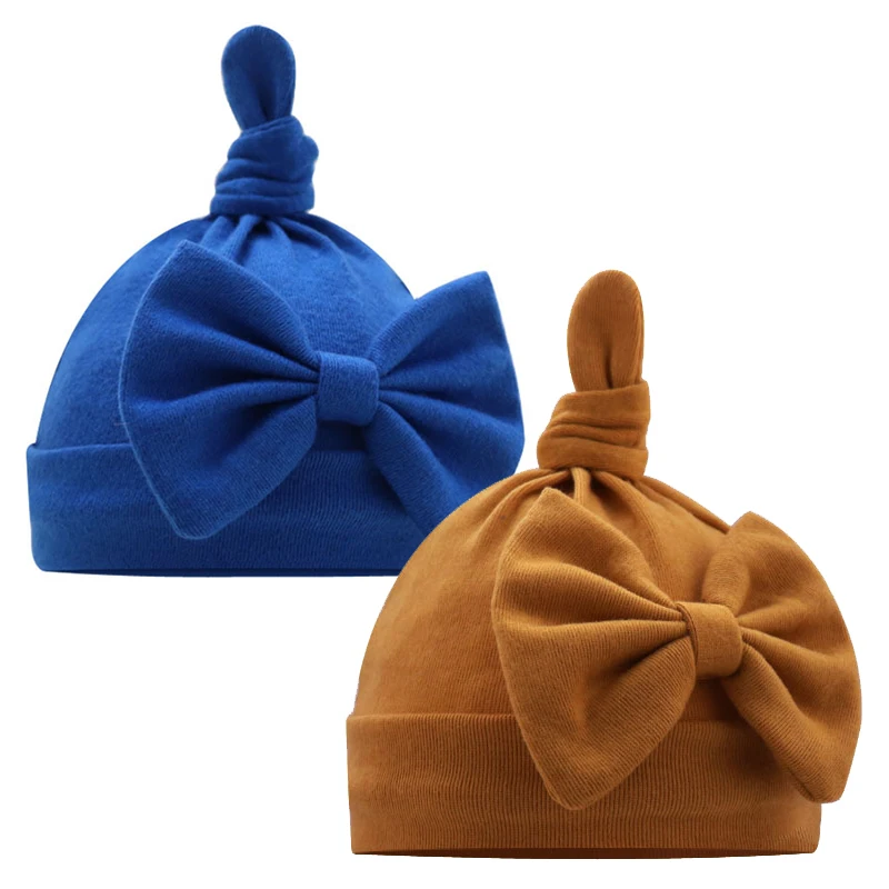 

Baby Warm Hats Cotton Caps Newborn Baby Hat Toddler Soft Solid Color Girls Bow Beanies for New Born Baby Hospital Accessories