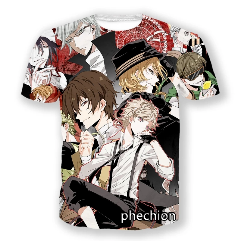 

phechion New Fashion Men/Women Bungo Stray Dogs 3D Print Short Sleeve T-Shirt Casual Hip Hop Summer T Shirt Tops S55
