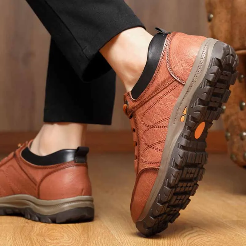 Zapatos informales de cuero para hombre, zapatillas cómodas, calzado informal para caminar, botas de invierno, zapatos vulcanizados de cuero