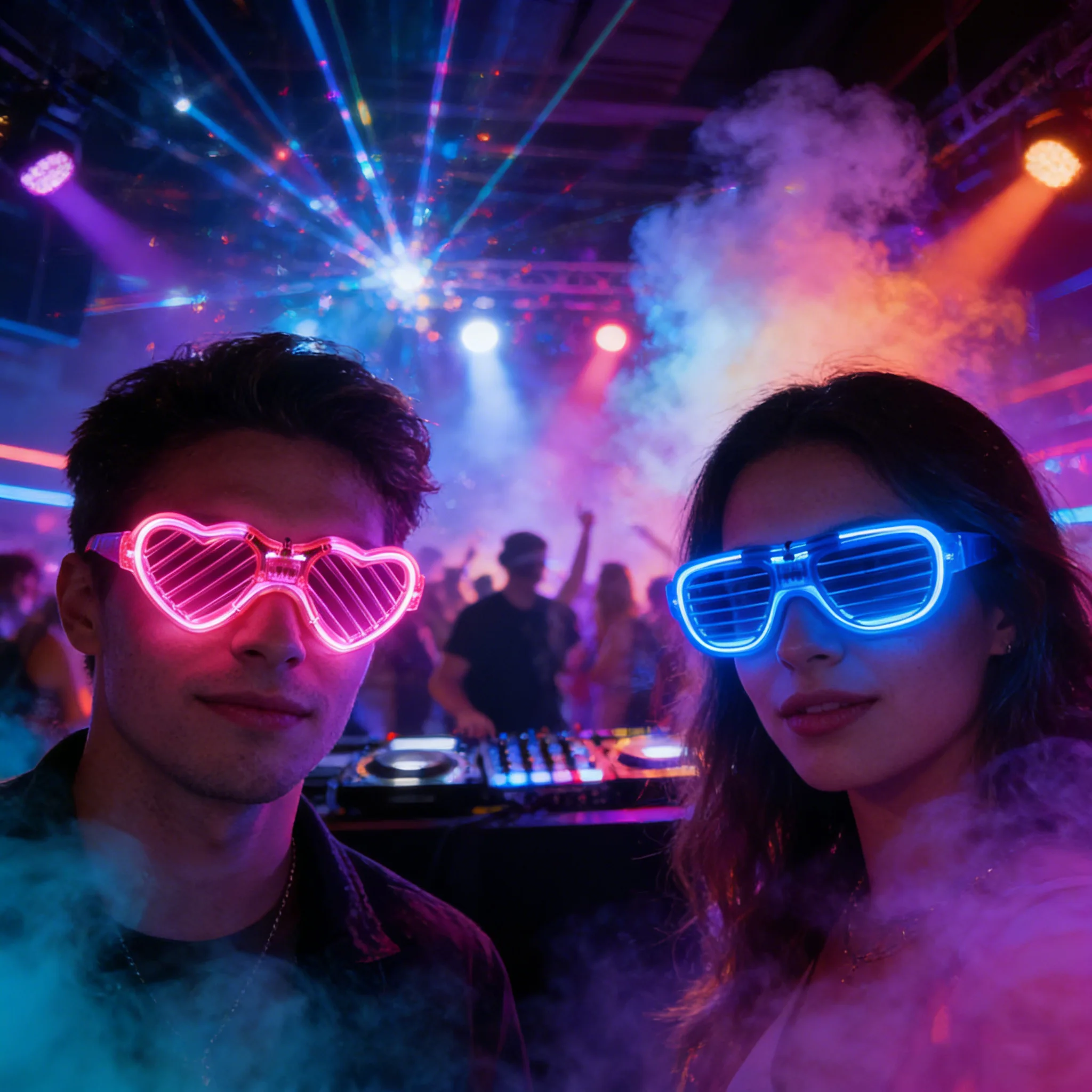 Фото Оптовая продажа 20 шт. светящихся LED-очков, в форме сердца и с эффектом затвора, неоновые светящиеся очки для Хэллоуина, дня рождения и фестивалей. №1