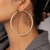 ins trendy gold textured metal big round minimalism hip hop rock geometric hoop earrings punk korean fashion women party jewelry