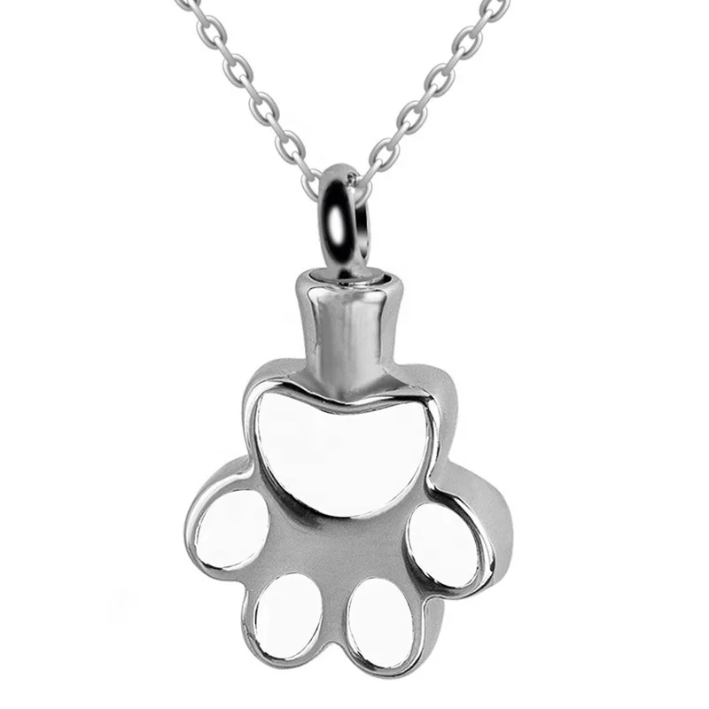 

Pendants Remembrance Necklace for Pet Ashes Personalized Stainless Steel Paw Print Memorial Urn Accompanying Accessories