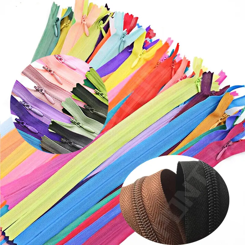 10pcs 18-60cm Nylon Coil Zippers Colorful Invisible for Tailor Sewing Clothes Cushion Skirt Craft Bulk Zipper Repair Kit - купить по