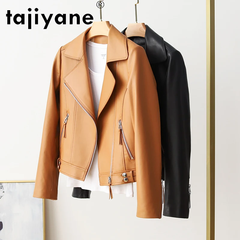 

Женская короткая мотоциклетная куртка из натуральной овечьей кожи, FCY401