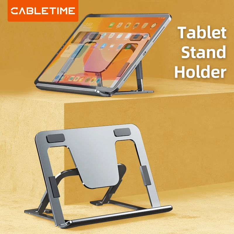 

CABLETIME Tablet Stand Holder Multi Height Angles Aluminum Foldable for iPad Pro Air Samsung Tab P63