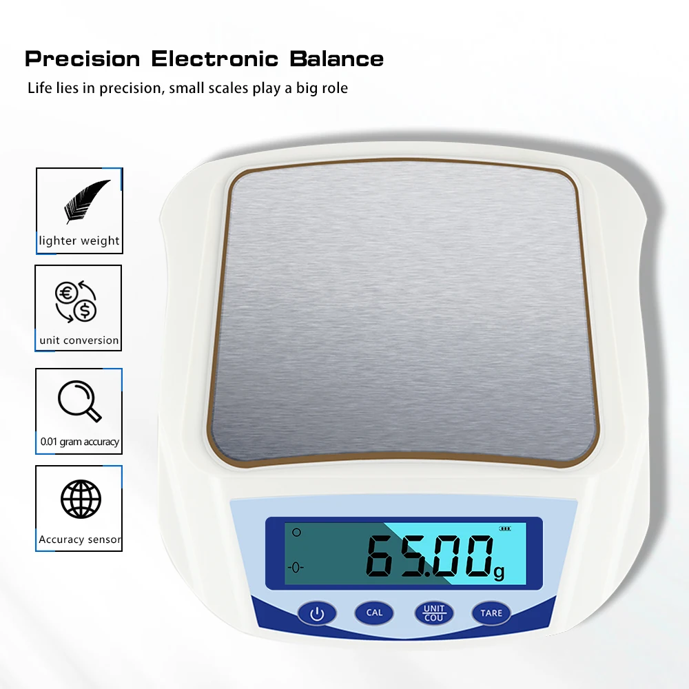 1000g/0.01g Digital Electronic Balance High Precision Laboratory Jewelry Scale Industrial Kitchen Weighing Balance Scale
