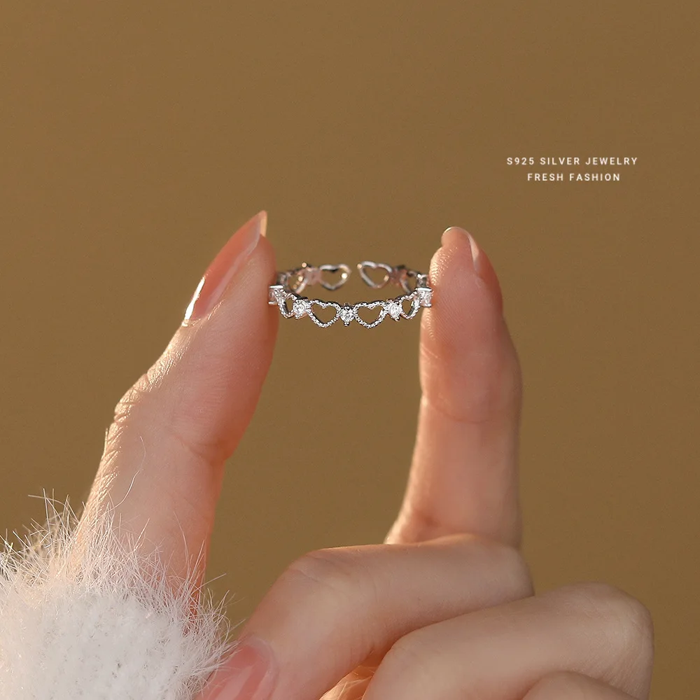 Высококачественное кольцо из стерлингового серебра S925 с полой любовью и оленем